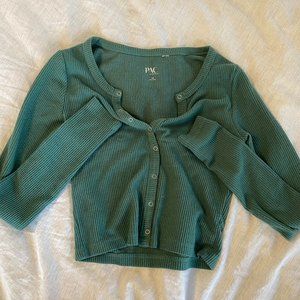 PAC cares green henley long sleeve top